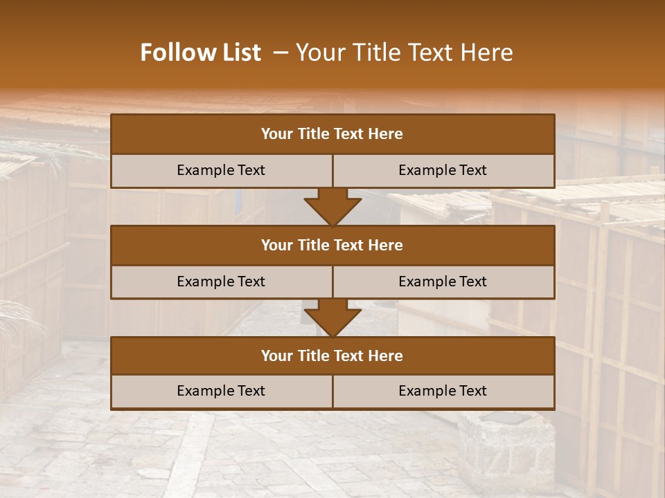 A Man Walking Through A Group Of Wooden Crates PowerPoint Template