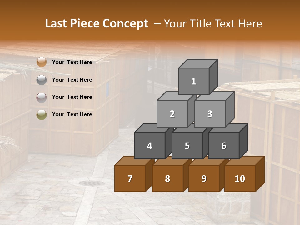 A Man Walking Through A Group Of Wooden Crates PowerPoint Template