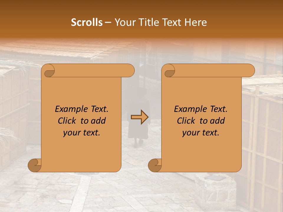 A Man Walking Through A Group Of Wooden Crates PowerPoint Template