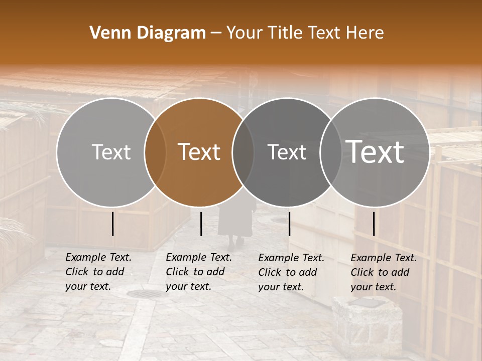A Man Walking Through A Group Of Wooden Crates PowerPoint Template
