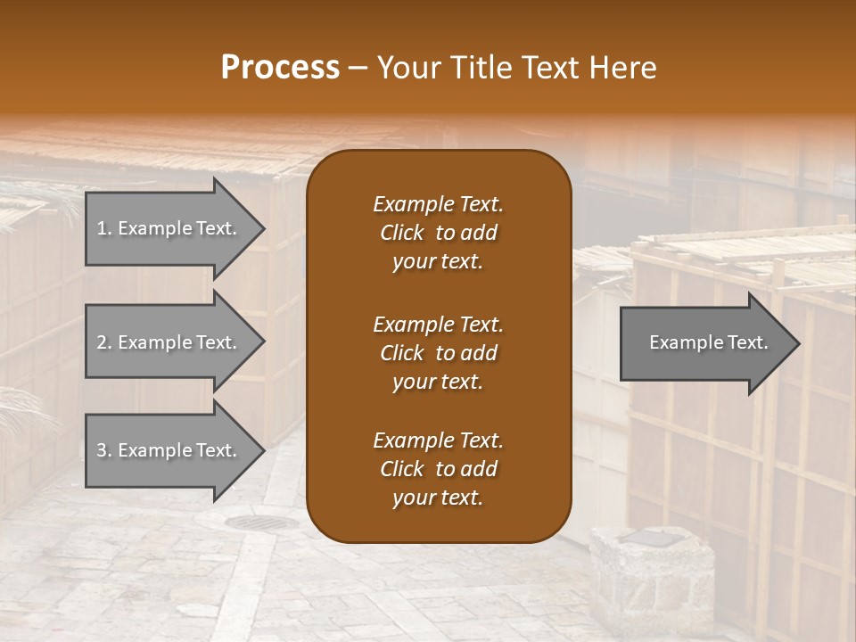 A Man Walking Through A Group Of Wooden Crates PowerPoint Template