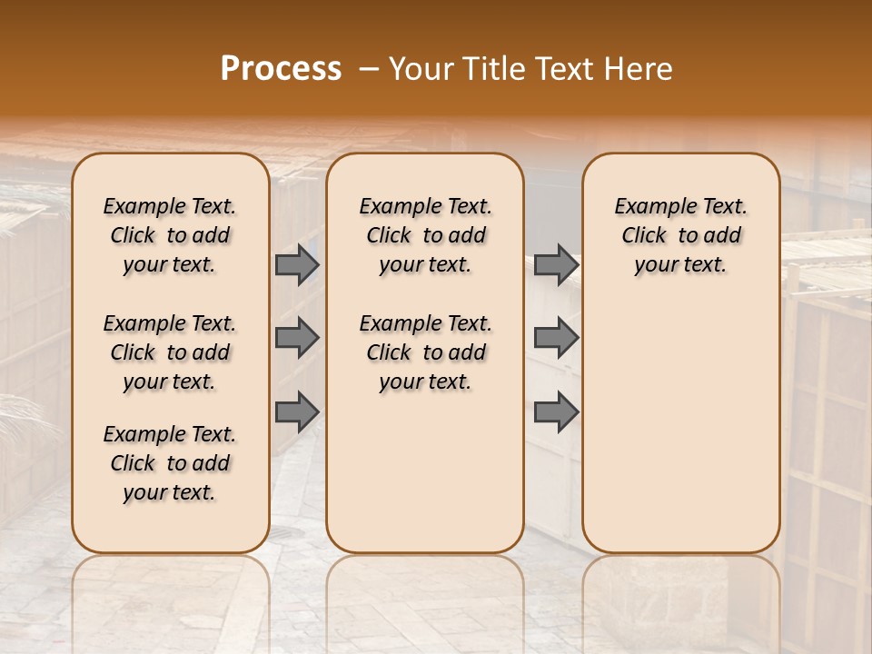 A Man Walking Through A Group Of Wooden Crates PowerPoint Template