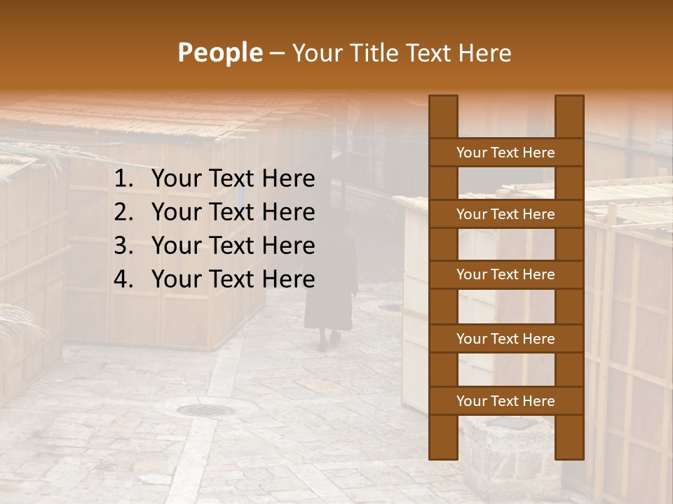 A Man Walking Through A Group Of Wooden Crates PowerPoint Template