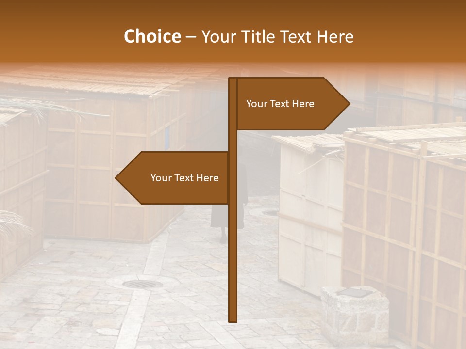 A Man Walking Through A Group Of Wooden Crates PowerPoint Template