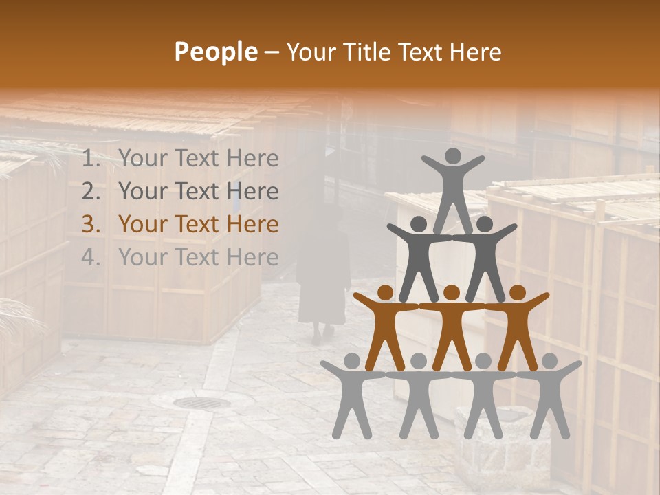 A Man Walking Through A Group Of Wooden Crates PowerPoint Template