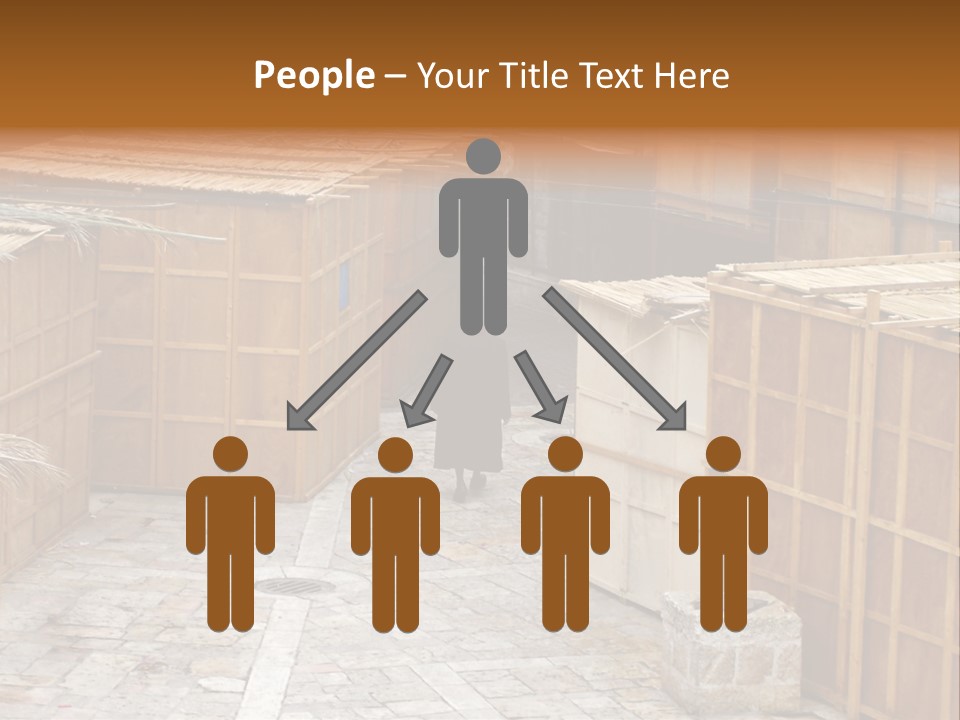 A Man Walking Through A Group Of Wooden Crates PowerPoint Template