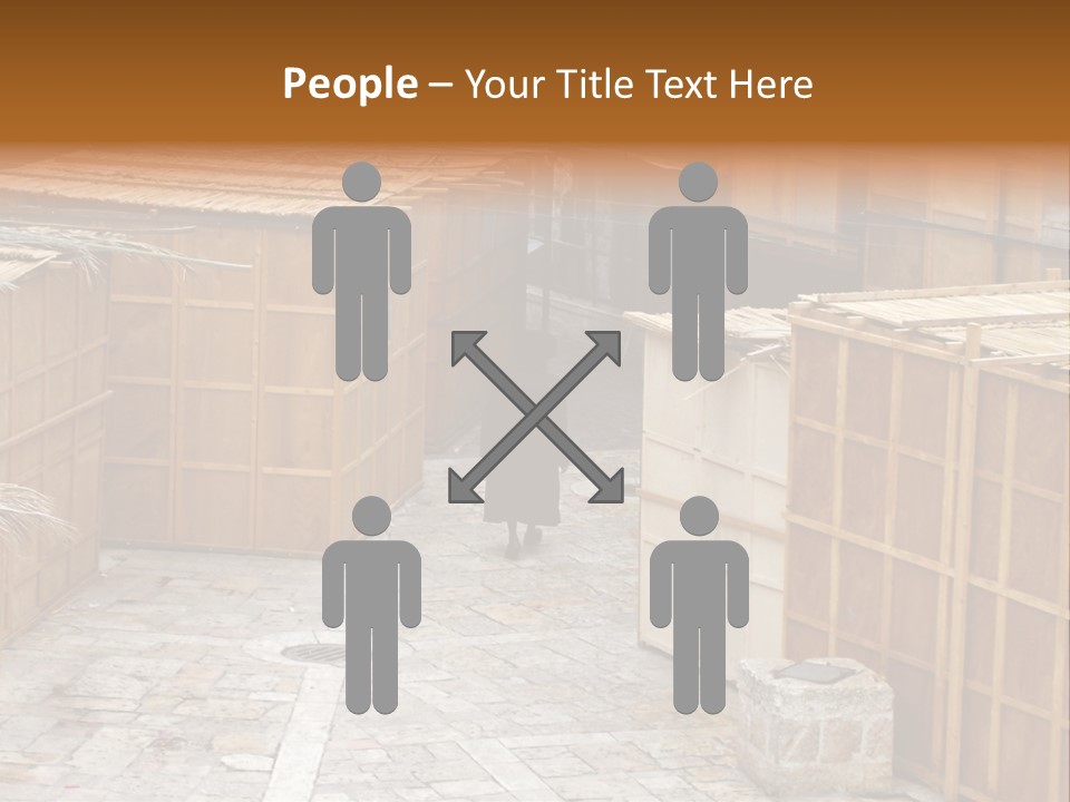 A Man Walking Through A Group Of Wooden Crates PowerPoint Template