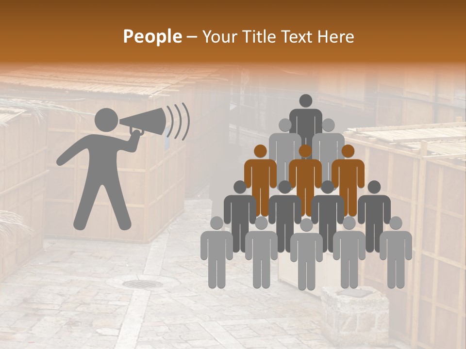 A Man Walking Through A Group Of Wooden Crates PowerPoint Template