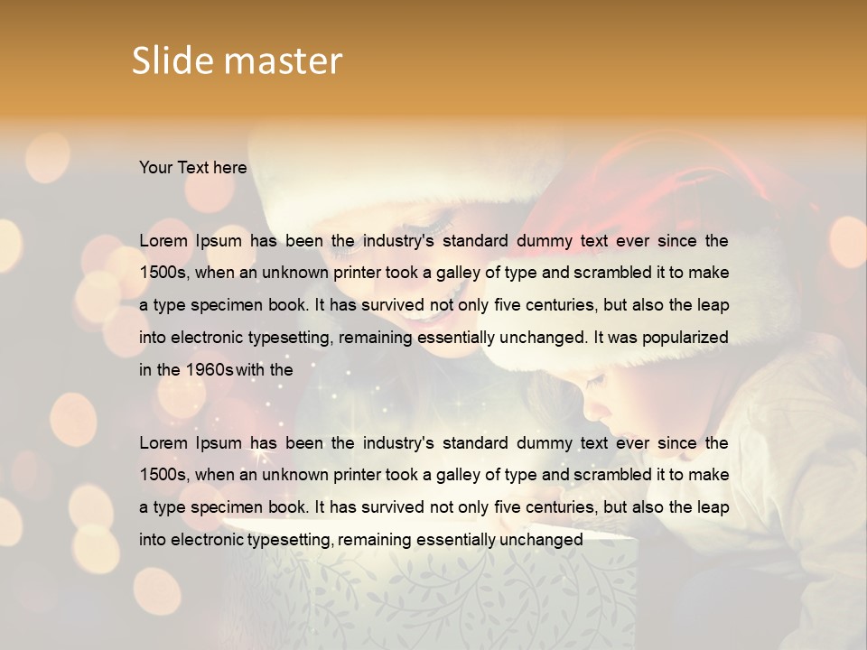 A Woman And A Child Are Looking At A Present PowerPoint Template