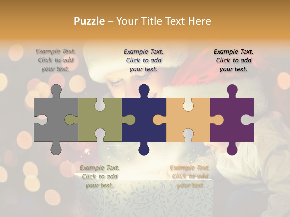 A Woman And A Child Are Looking At A Present PowerPoint Template