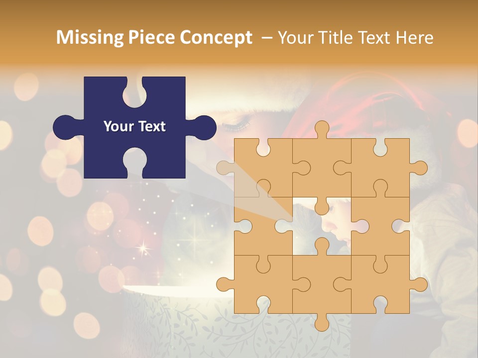 A Woman And A Child Are Looking At A Present PowerPoint Template