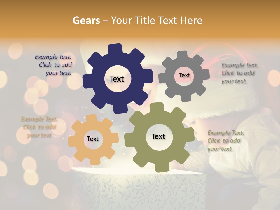 A Woman And A Child Are Looking At A Present PowerPoint Template