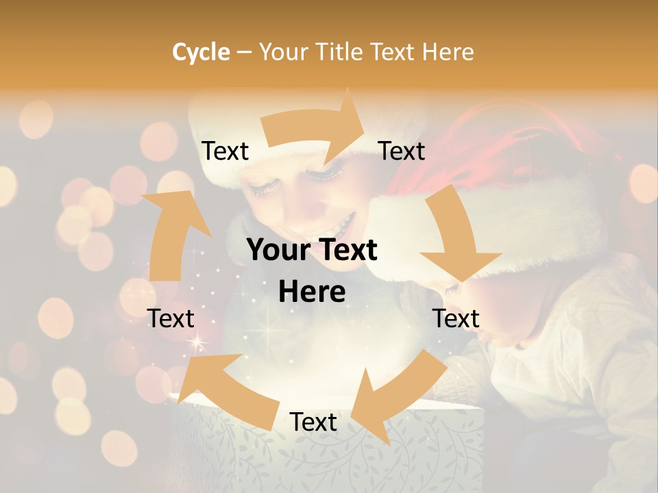 A Woman And A Child Are Looking At A Present PowerPoint Template