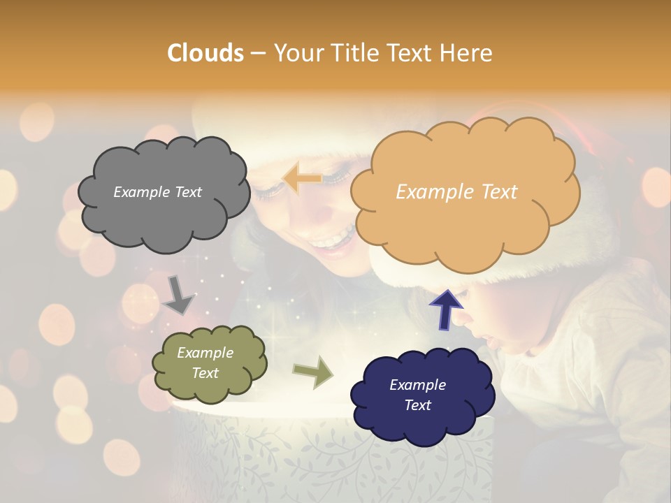 A Woman And A Child Are Looking At A Present PowerPoint Template