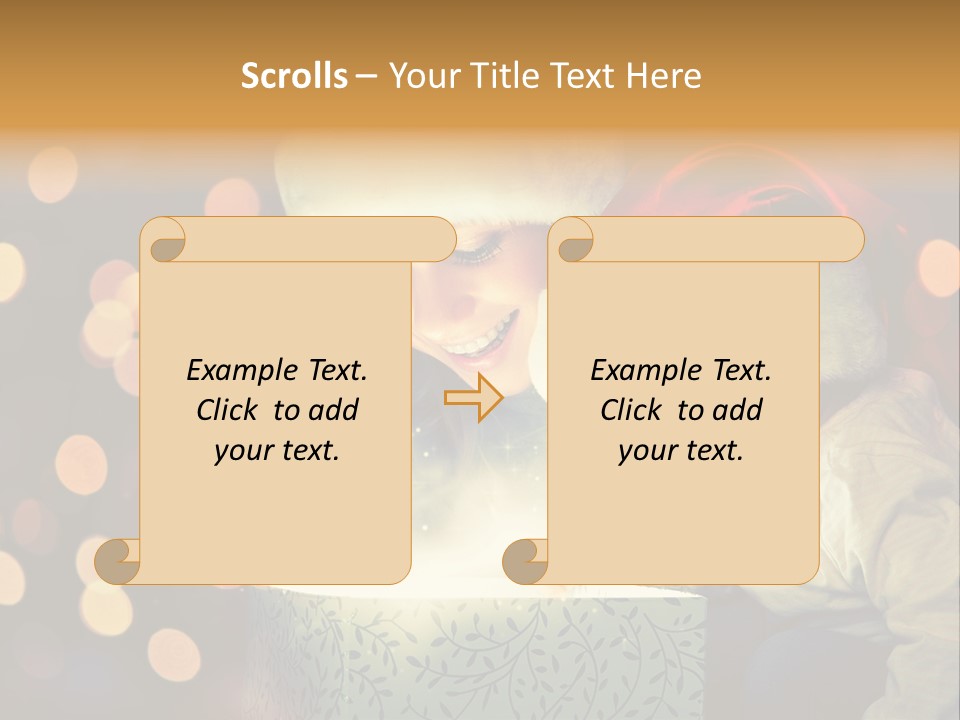 A Woman And A Child Are Looking At A Present PowerPoint Template