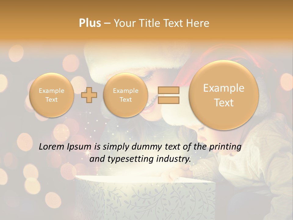 A Woman And A Child Are Looking At A Present PowerPoint Template