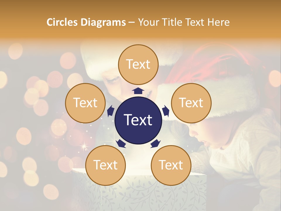 A Woman And A Child Are Looking At A Present PowerPoint Template