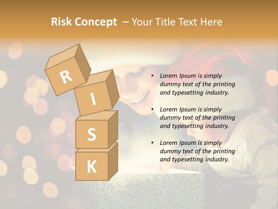 A Woman And A Child Are Looking At A Present PowerPoint Template