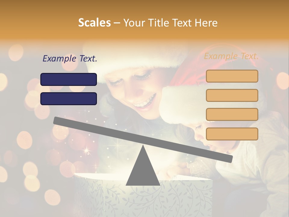A Woman And A Child Are Looking At A Present PowerPoint Template