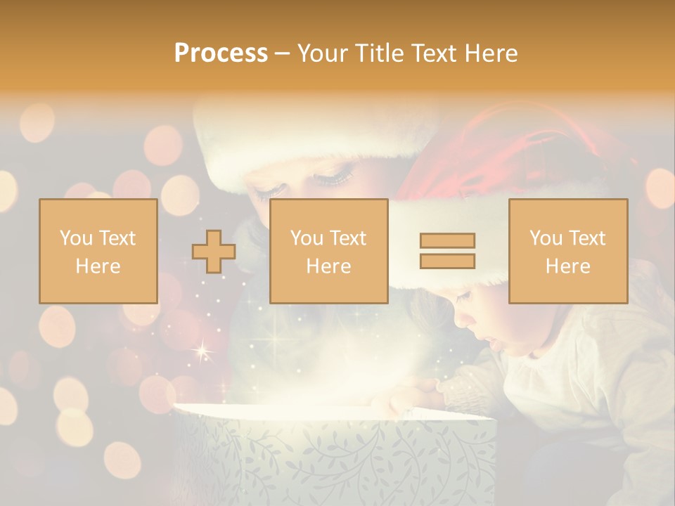 A Woman And A Child Are Looking At A Present PowerPoint Template