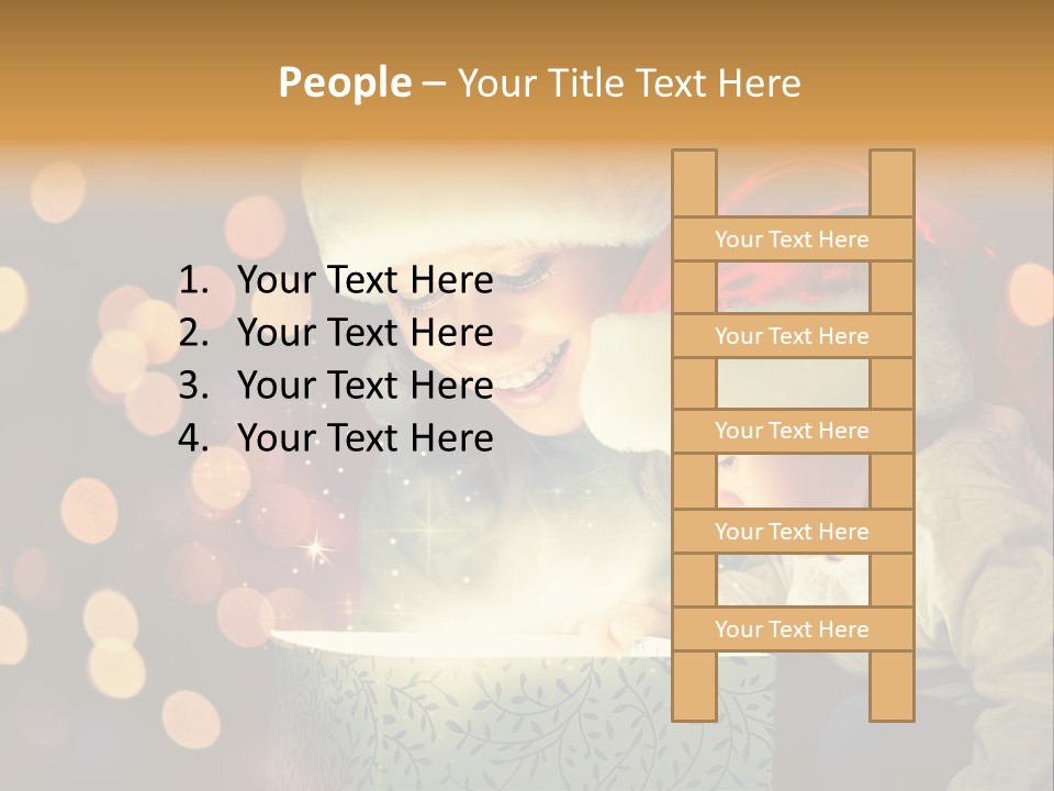 A Woman And A Child Are Looking At A Present PowerPoint Template
