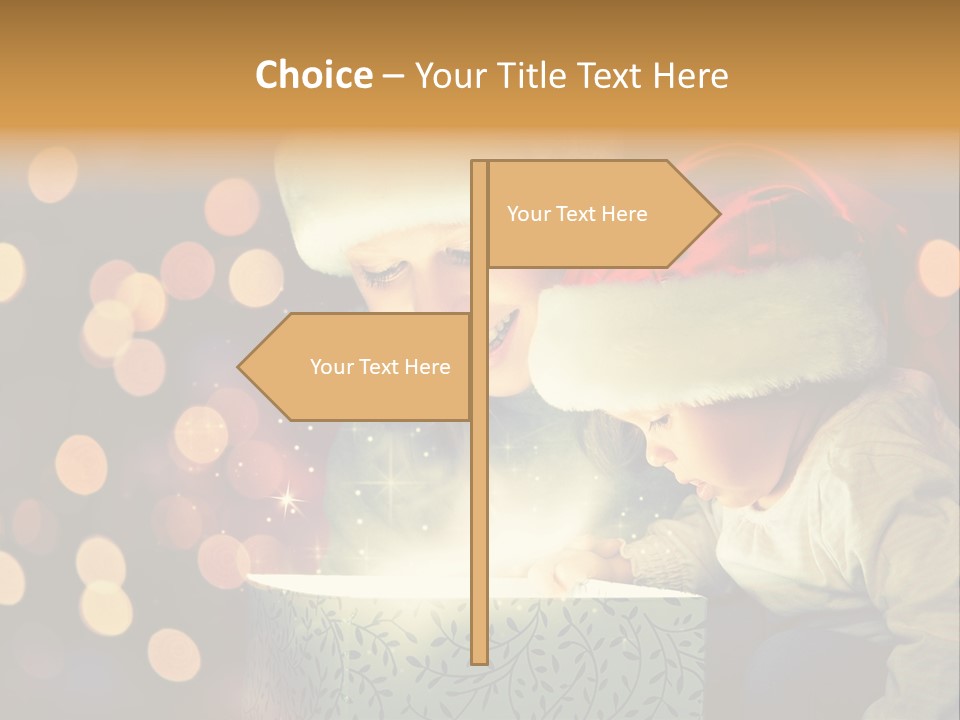A Woman And A Child Are Looking At A Present PowerPoint Template