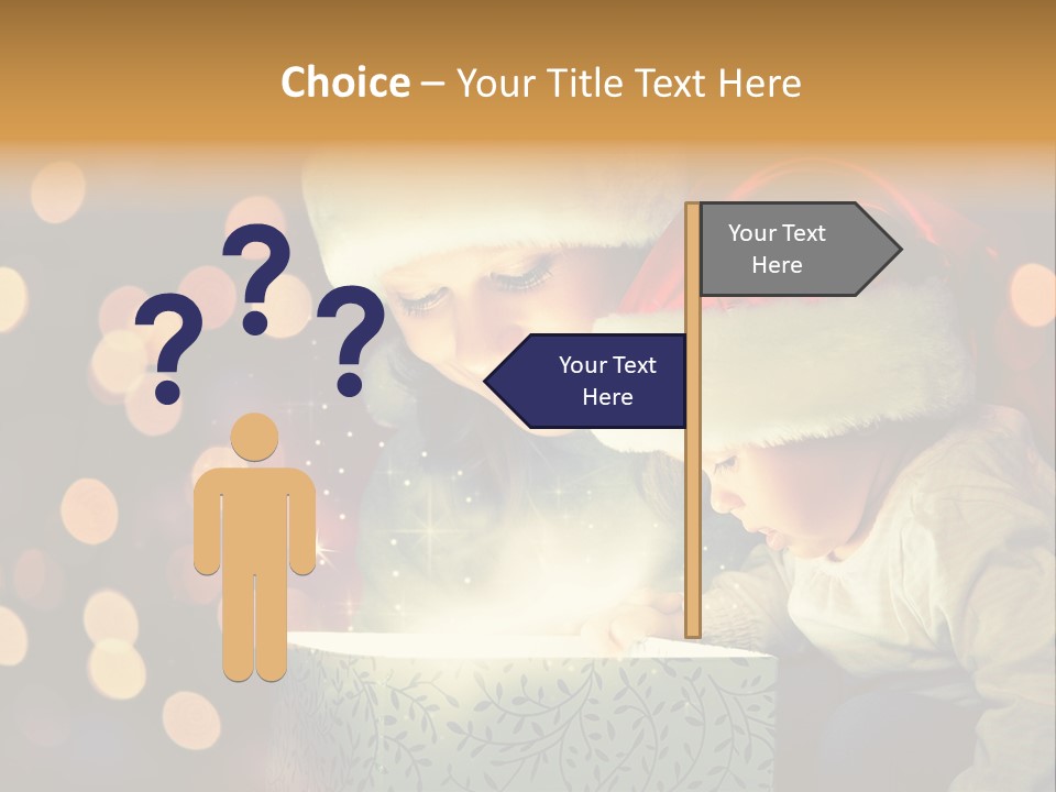 A Woman And A Child Are Looking At A Present PowerPoint Template