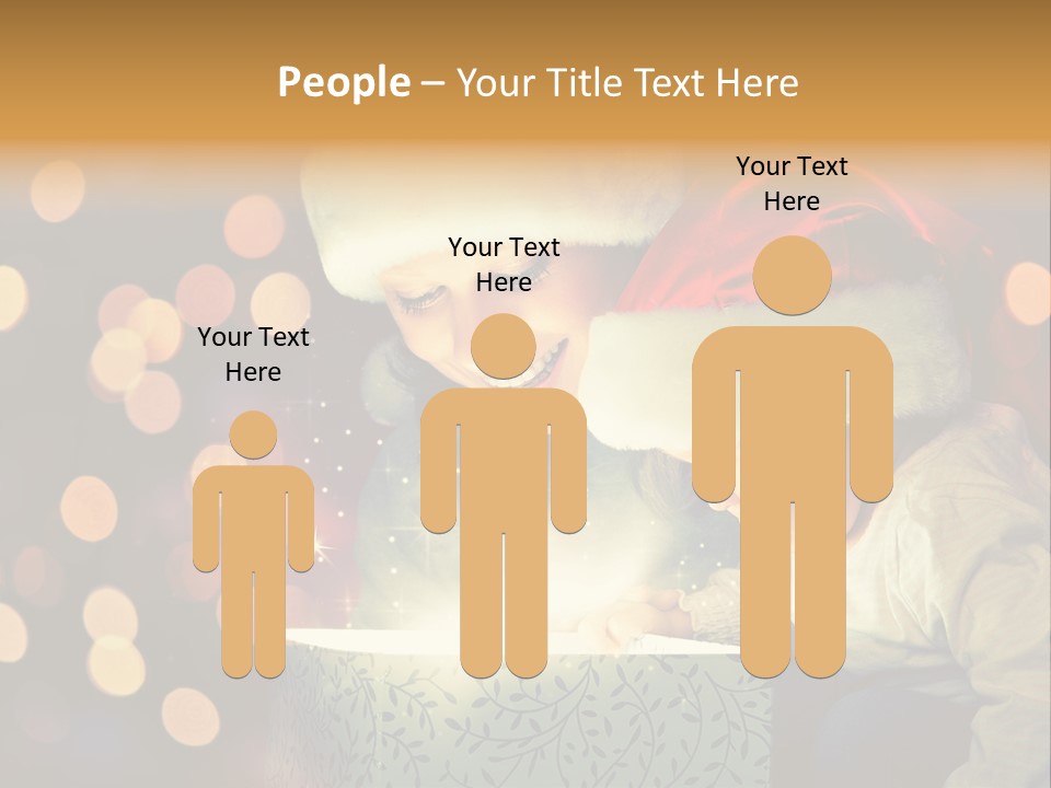 A Woman And A Child Are Looking At A Present PowerPoint Template