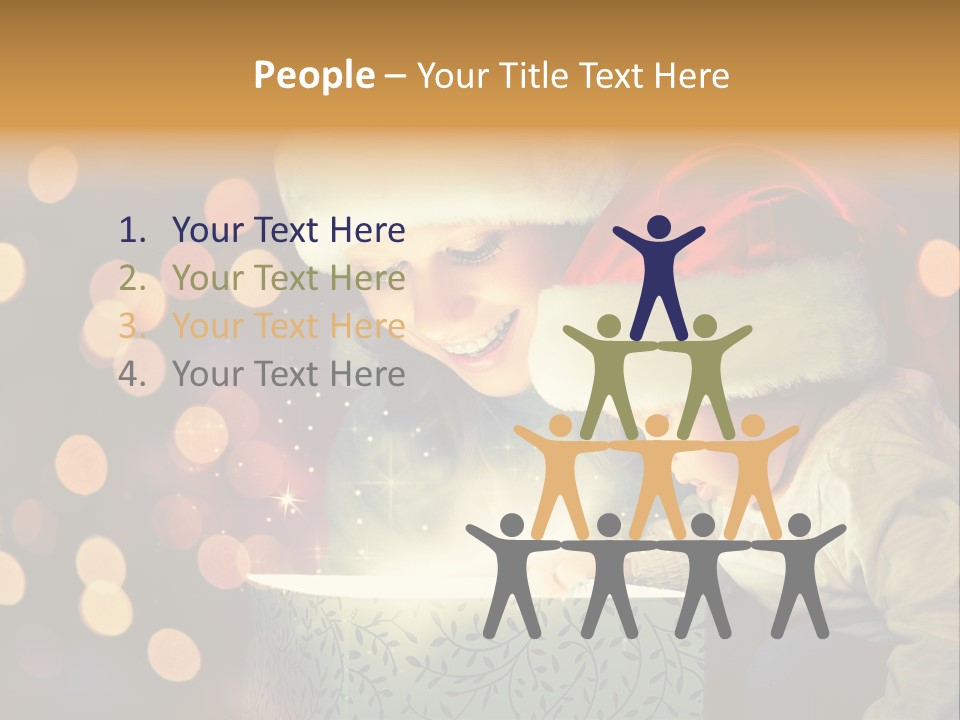 A Woman And A Child Are Looking At A Present PowerPoint Template