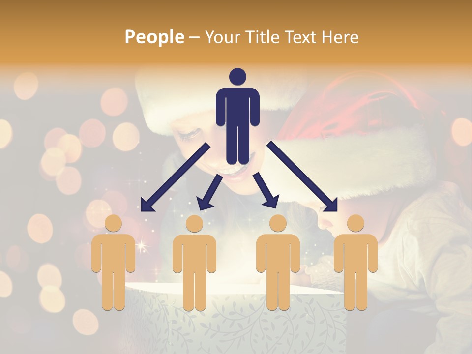 A Woman And A Child Are Looking At A Present PowerPoint Template