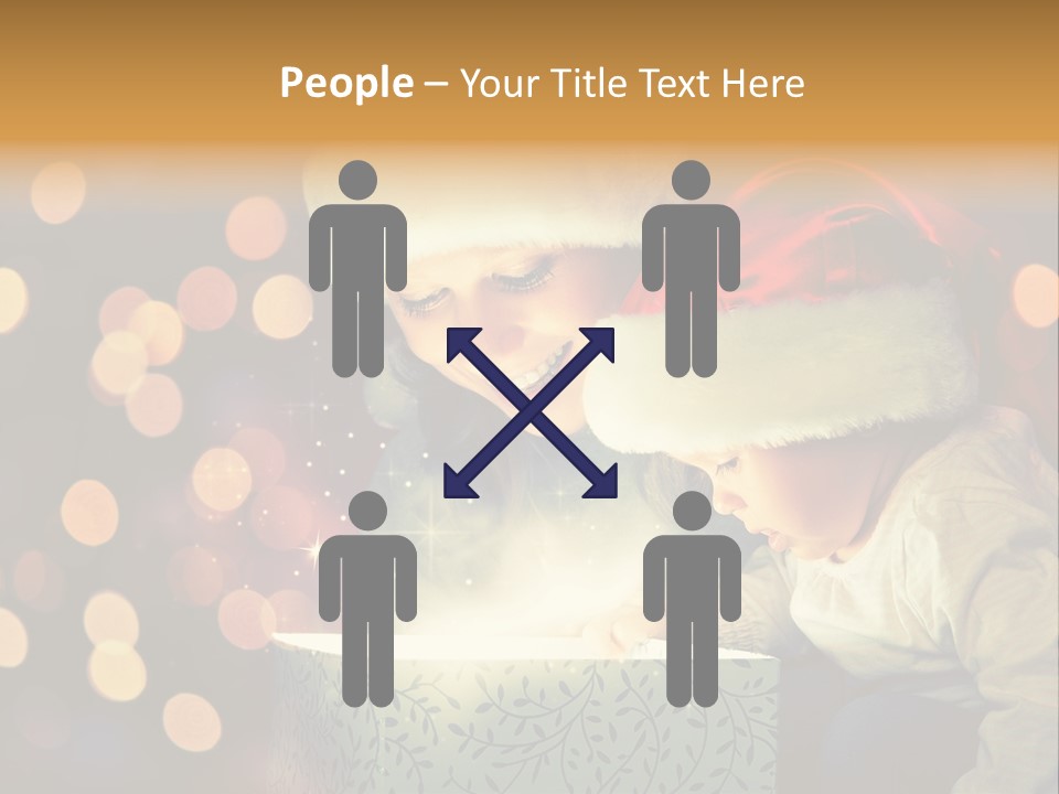 A Woman And A Child Are Looking At A Present PowerPoint Template