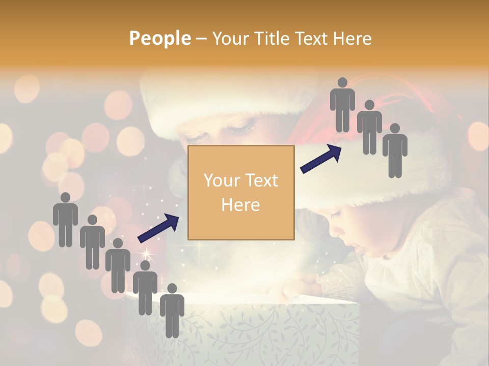 A Woman And A Child Are Looking At A Present PowerPoint Template