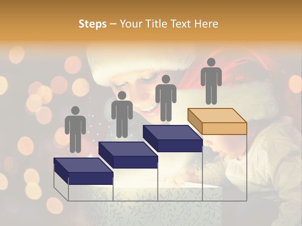 A Woman And A Child Are Looking At A Present PowerPoint Template