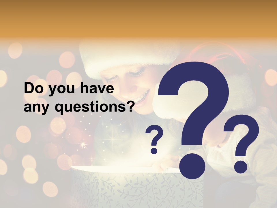 A Woman And A Child Are Looking At A Present PowerPoint Template