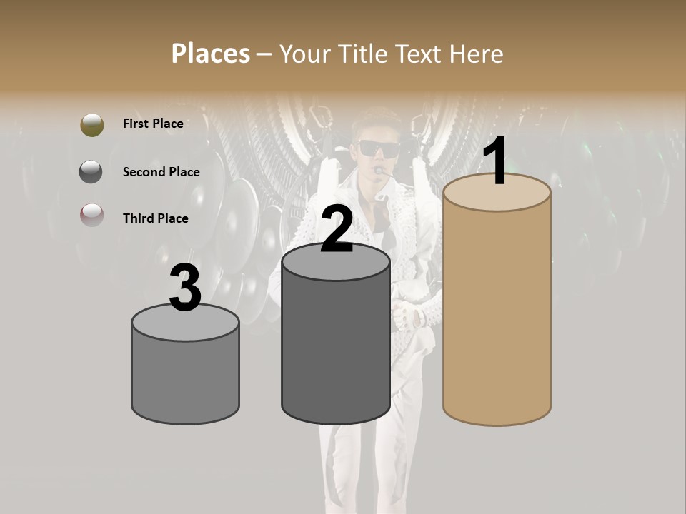 A Man Standing On A Stage With Lots Of Balloons In The Background PowerPoint Template