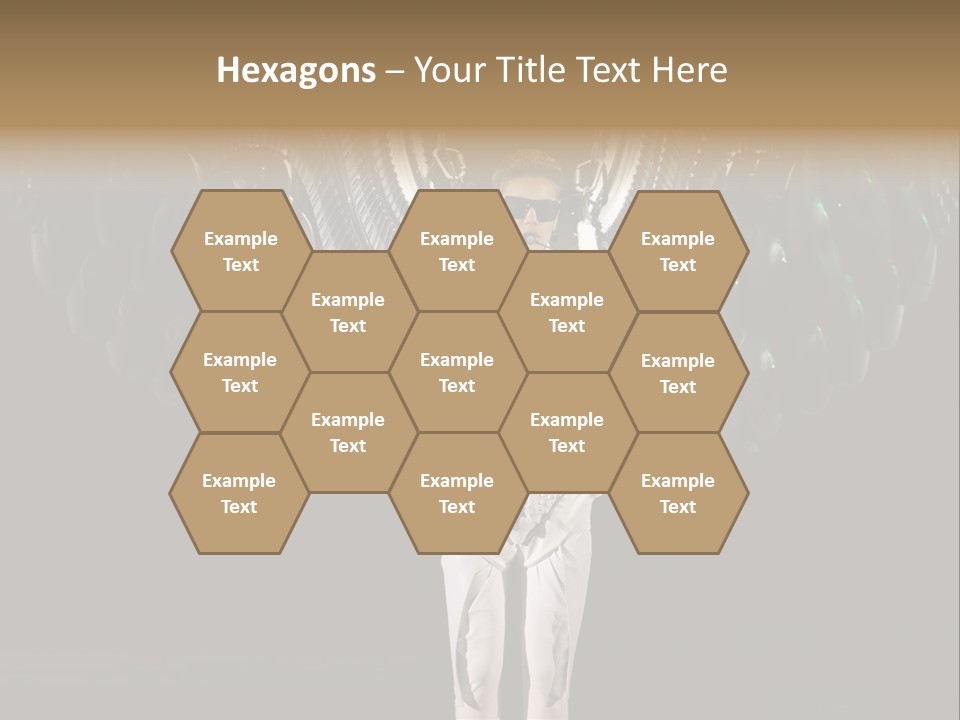 A Man Standing On A Stage With Lots Of Balloons In The Background PowerPoint Template