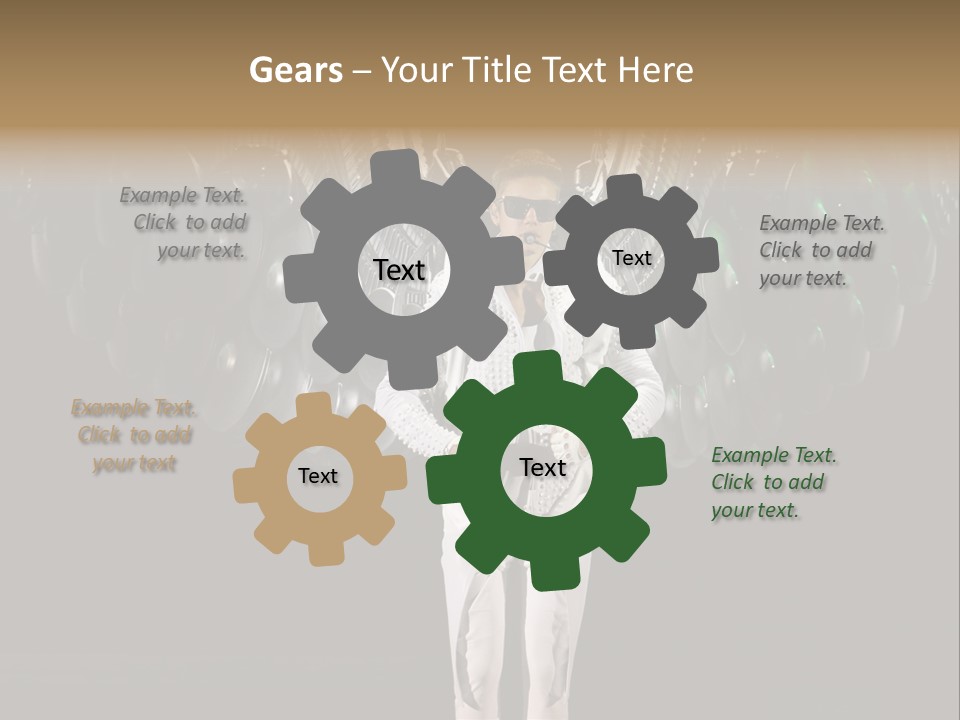 A Man Standing On A Stage With Lots Of Balloons In The Background PowerPoint Template