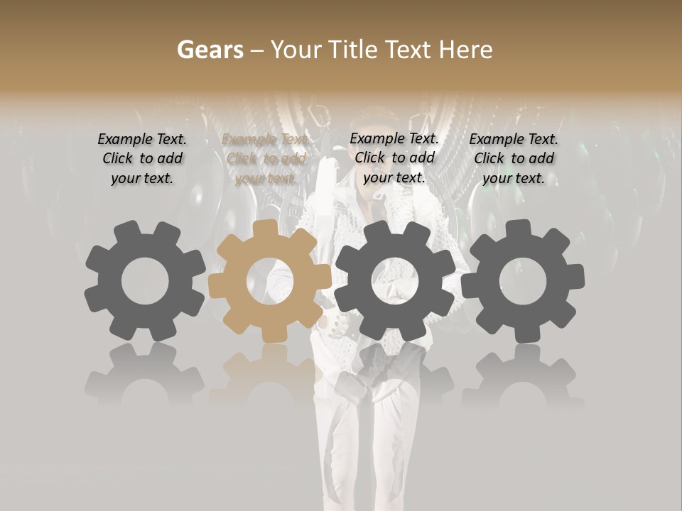 A Man Standing On A Stage With Lots Of Balloons In The Background PowerPoint Template