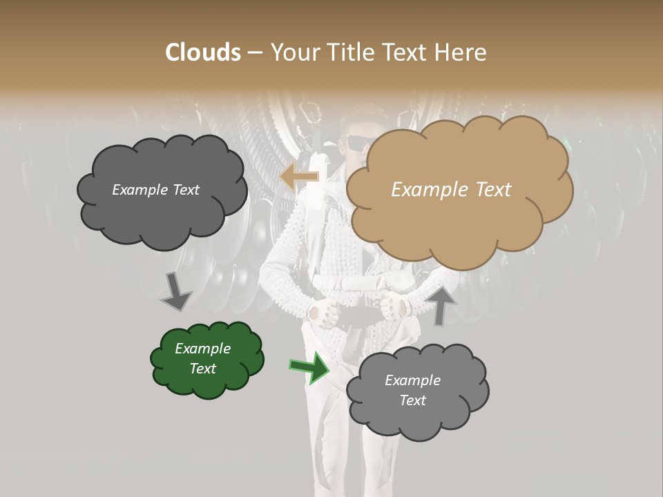 A Man Standing On A Stage With Lots Of Balloons In The Background PowerPoint Template