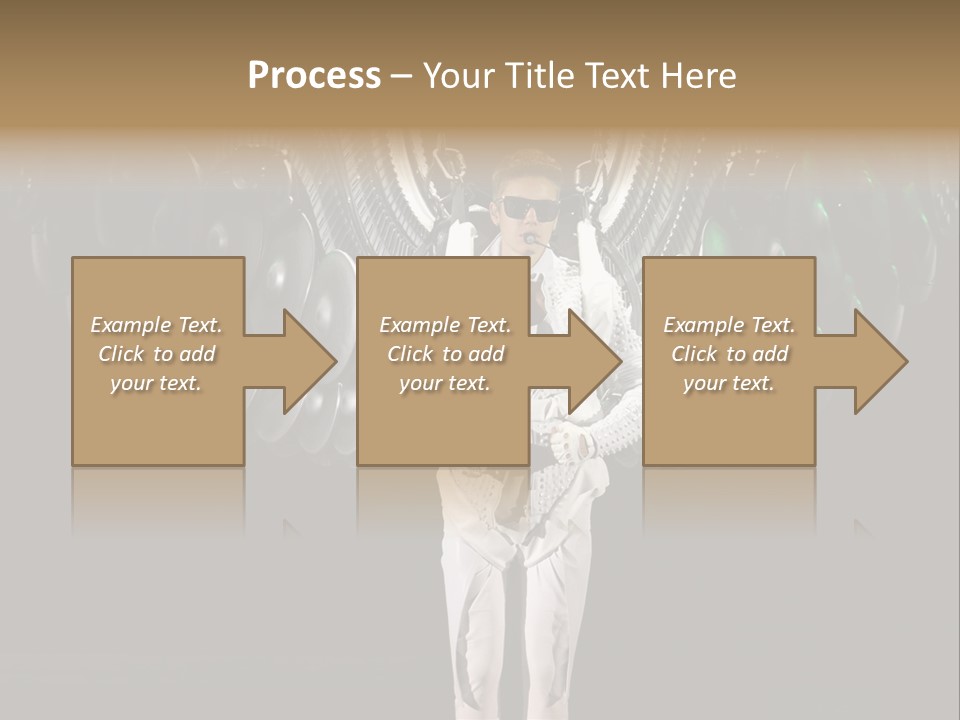 A Man Standing On A Stage With Lots Of Balloons In The Background PowerPoint Template