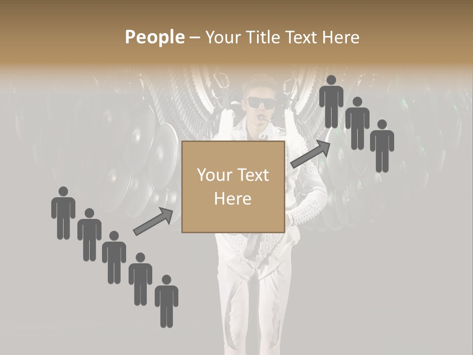 A Man Standing On A Stage With Lots Of Balloons In The Background PowerPoint Template