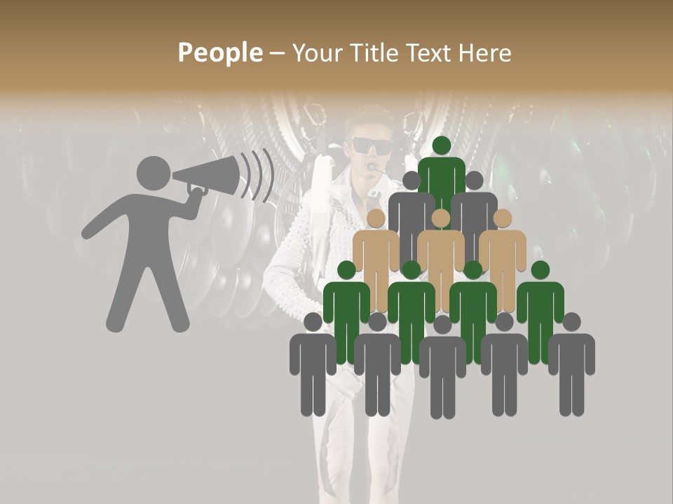 A Man Standing On A Stage With Lots Of Balloons In The Background PowerPoint Template