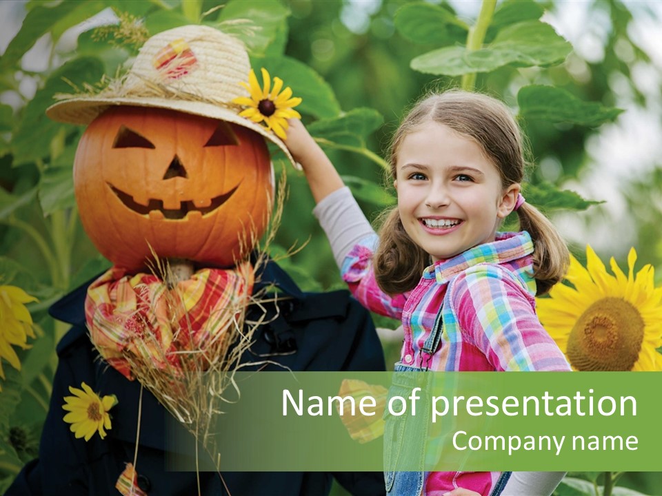 Flower Playing Autumn PowerPoint Template