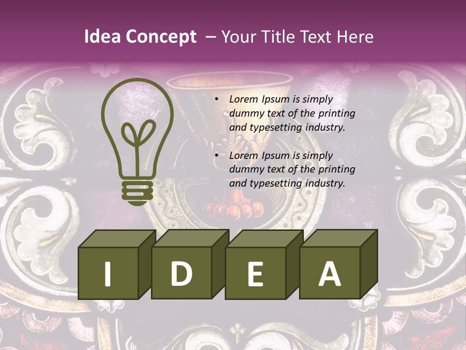 Vessels Of Altar Stained Glass Window Symbols Of Jesus PowerPoint Template