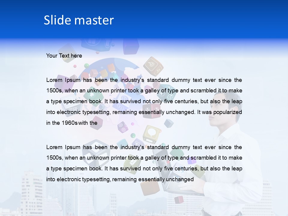 A Man Holding A Laptop Computer In His Hands PowerPoint Template