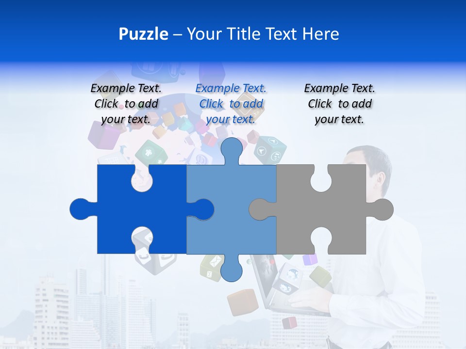 A Man Holding A Laptop Computer In His Hands PowerPoint Template