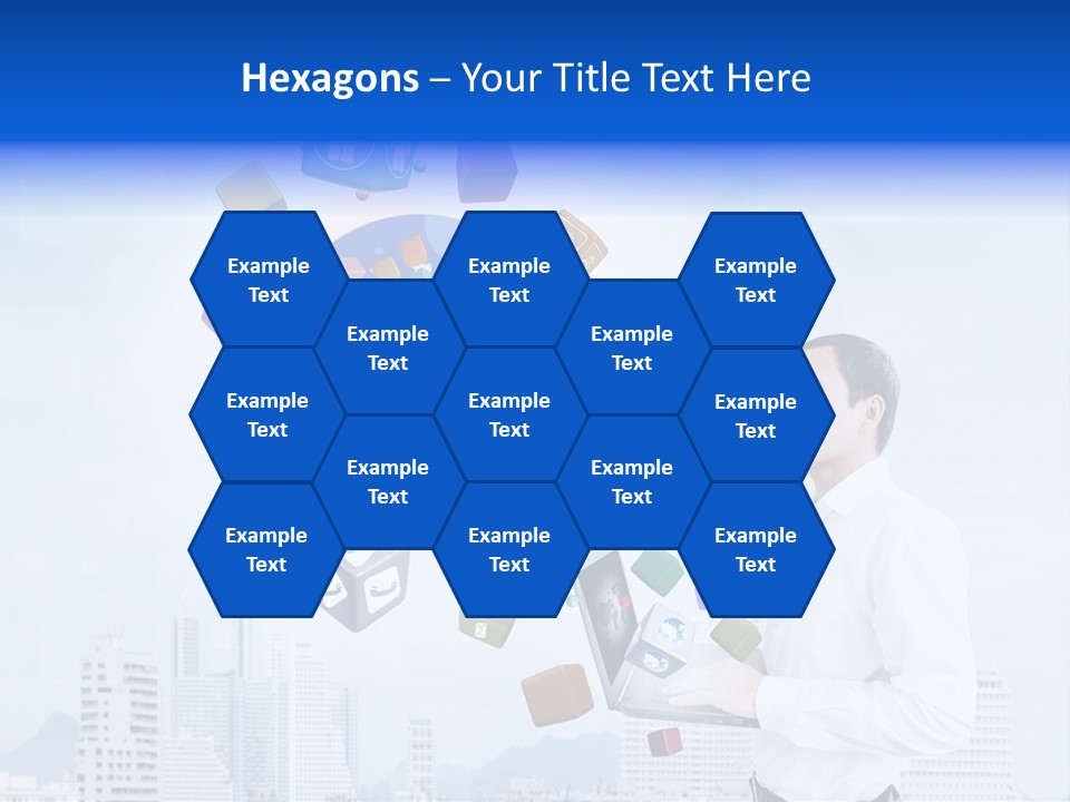 A Man Holding A Laptop Computer In His Hands PowerPoint Template