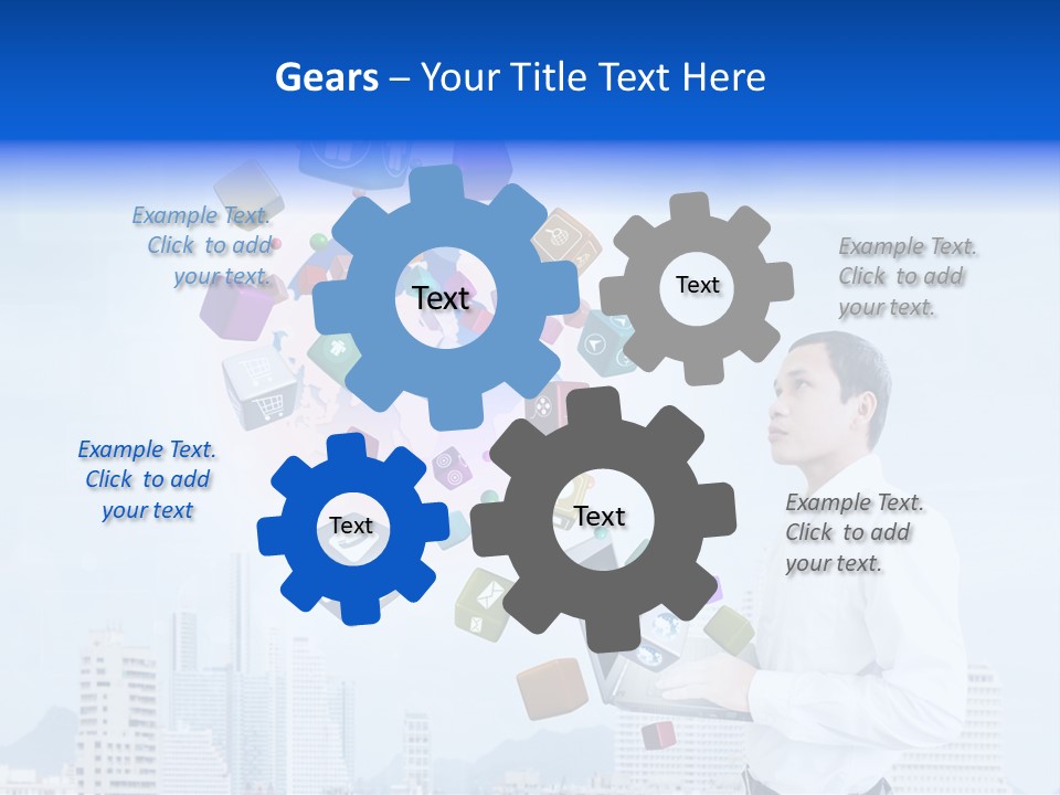 A Man Holding A Laptop Computer In His Hands PowerPoint Template