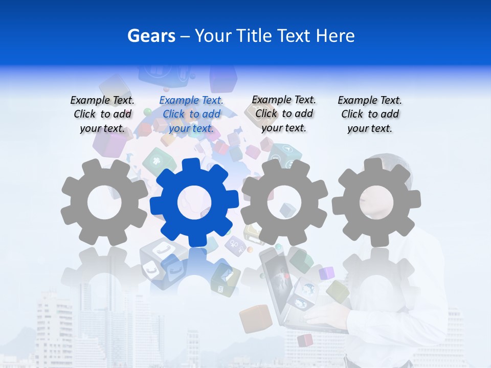 A Man Holding A Laptop Computer In His Hands PowerPoint Template