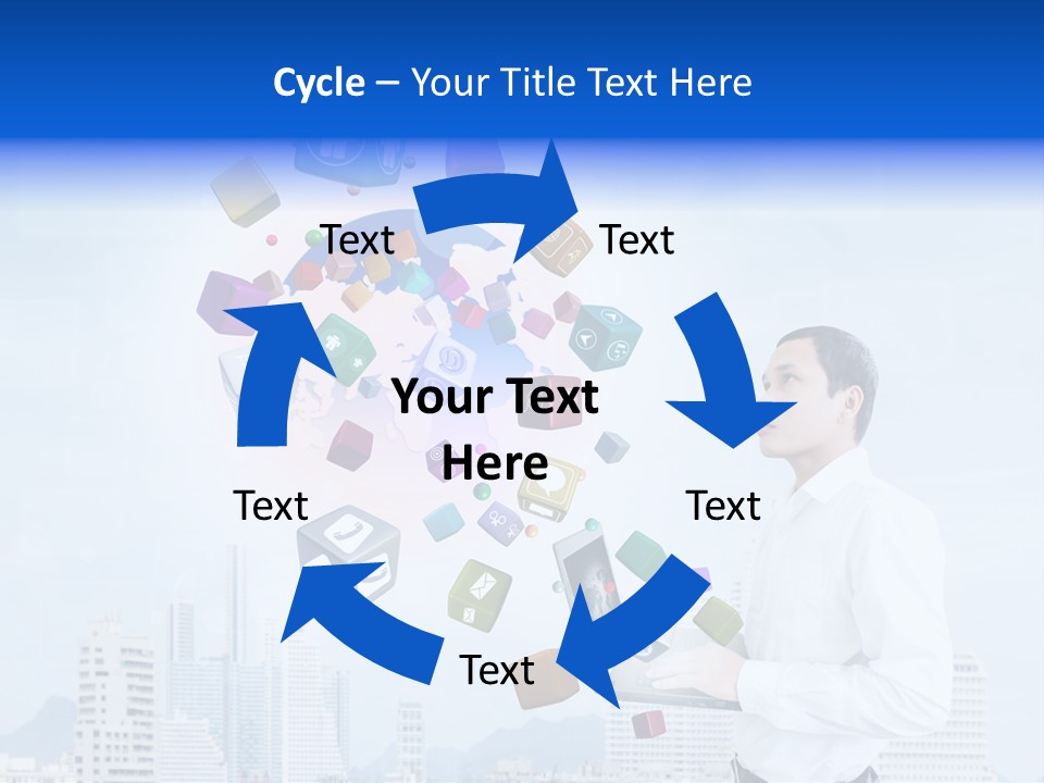 A Man Holding A Laptop Computer In His Hands PowerPoint Template